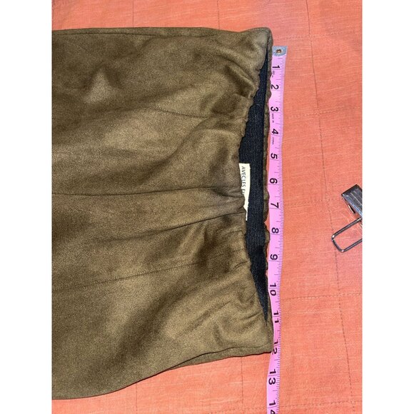 Avenues Filles Olive Green High-Waisted Pull-On  Suede Pants Women size M Medium - Picture 7 of 12